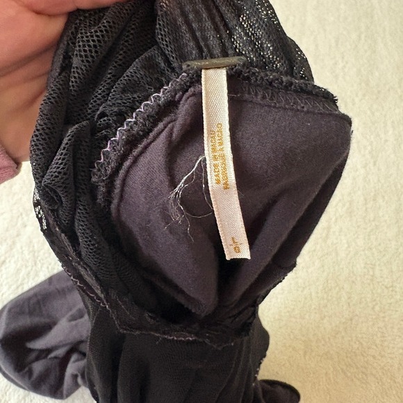 Free People‎ Rhinestone Cowboy Lace Embellished Top Western Wear Women's L Black - Picture 8 of 9